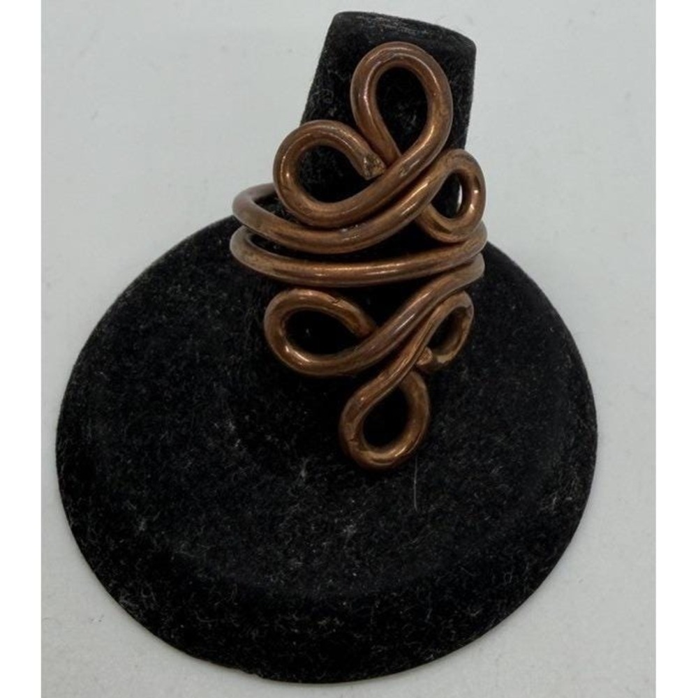 Vintage Copper Double Spiral‎ Scroll Ring Size 6